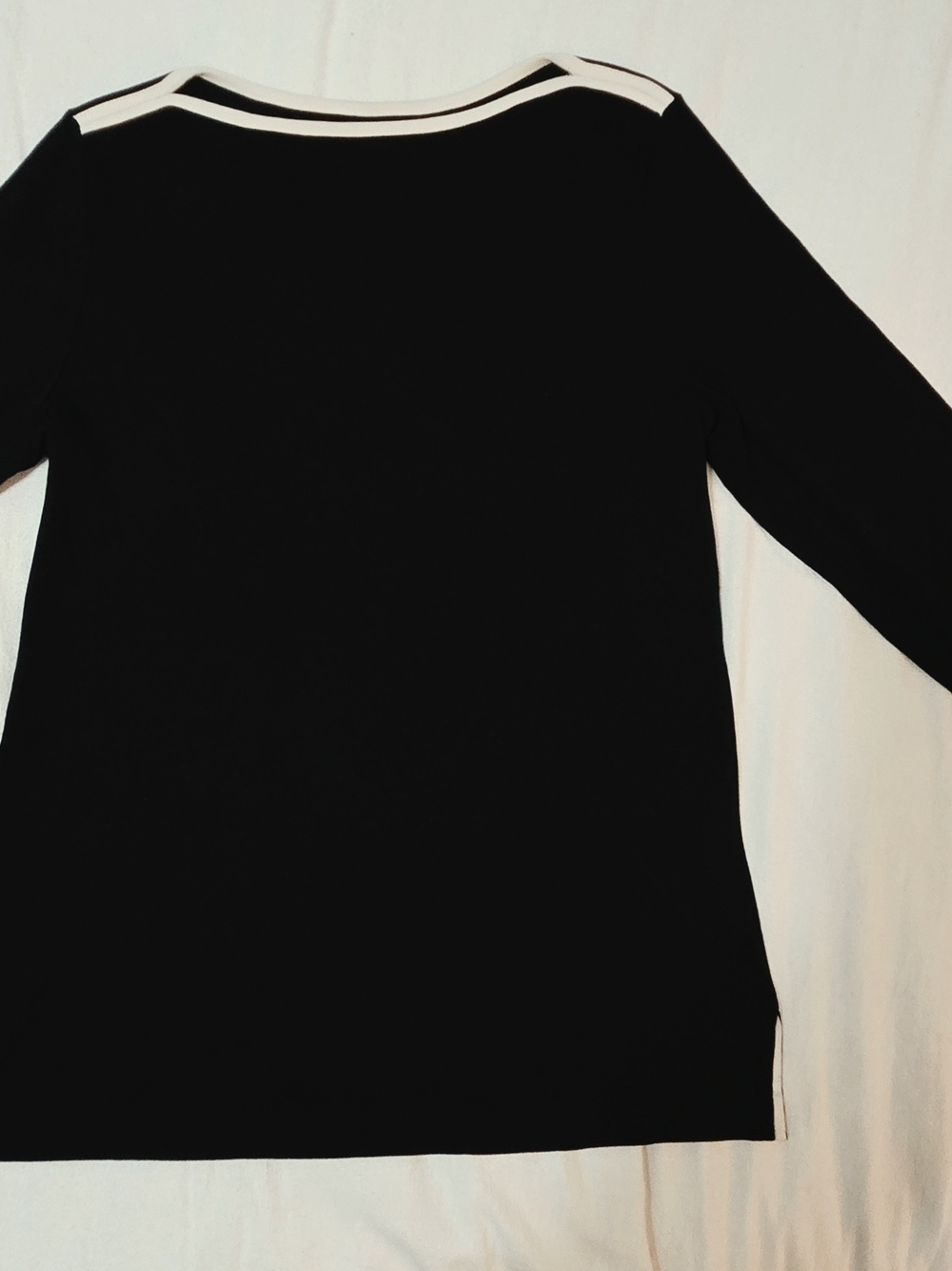 Jones New York Black Crewneck Sweater with White Trim
